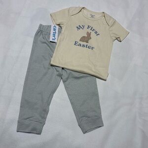 Carter's Beige and Gray Easter Pajama Set